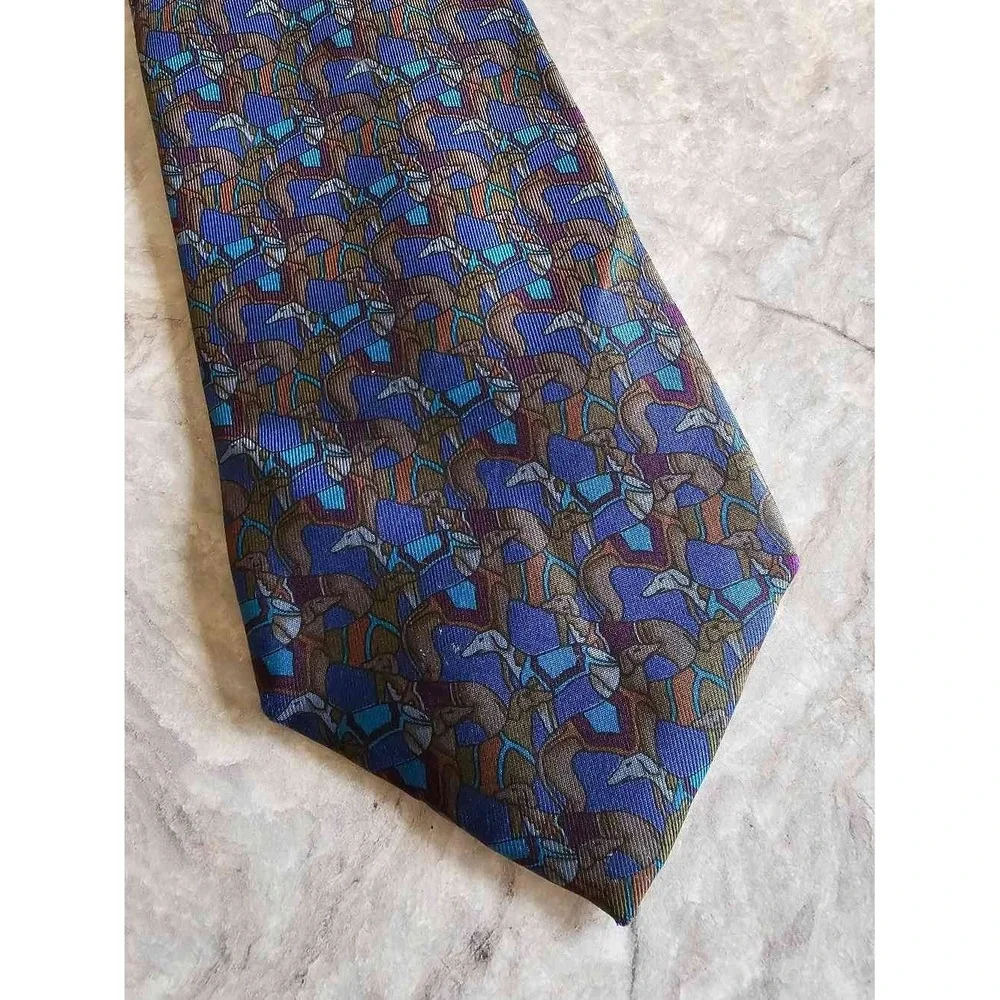 Burberrys of London Silk‎ Tie England Blue Abstract Geometric